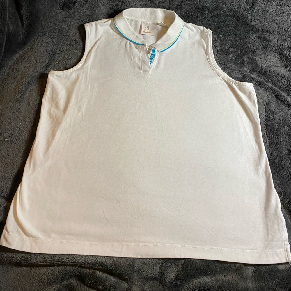EP Pro Golf Collared White Tank With 1/4 Button up Size Large - No Signs of Wear